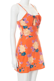 Tangerine Red Sexy Print Patchwork Spaghetti Strap Pencil Skirt Dresses