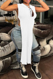Beige Fashion Casual Solid Slit Hooded Collar Tops