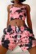 Pink Casual Print Patchwork U Neck Sleeveless Two Pieces