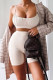 Apricot Sexy Solid Patchwork Fold Spaghetti Strap Sleeveless Two Pieces