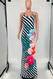 Black Sexy Print High Opening Off the Shoulder Irregular Dress Dresses
