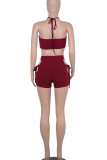 White Casual Solid Hollowed Out Patchwork Frenulum Strapless Sleeveless Two Pieces