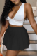 Black Casual Solid Patchwork V Neck Sleeveless Two Pieces