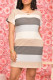 Light Gray Fashion Casual Striped Print Basic O Neck Short Sleeve Dress Dresses