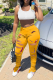 Yellow Casual Print Ripped U Neck Sleeveless Two Pieces