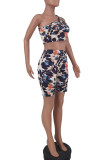 Black Yellow Sexy Print Backless Asymmetrical Swimwears