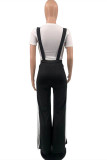 Black Fashion Casual Letter Print Slit O Neck Short Sleeve Two Pieces