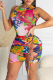 Orange Sexy Print Hollowed Out Patchwork Swimwears