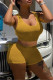 Yellow Fashion Casual Solid Basic U Neck Sleeveless Two Pieces
