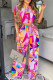 Pink Fashion Casual Print Basic O Neck Short Sleeve Two Pieces