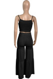 Pink Sexy Casual Solid Bandage Hollowed Out Fold Spaghetti Strap Sleeveless Two Pieces