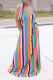 Orange Casual Striped Patchwork Spaghetti Strap Straight Dresses