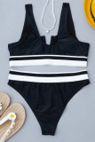 Black Fashion Sexy Solid Patchwork Swimwears