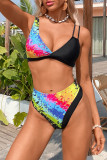 Multicolor Fashion Sexy Patchwork Printing Swimwears