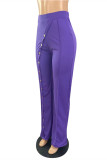 Rose Red Fashion Casual Solid Basic Regular High Waist Trousers