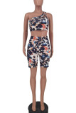 Black Yellow Sexy Print Backless Asymmetrical Swimwears