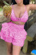 Pink Sexy Casual Dot Print Backless Halter Sleeveless Two Pieces Swimwear