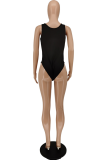Orange Sexy Solid Hollowed Out Draw String Swimwears