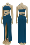Red Sexy Solid Patchwork Spaghetti Strap Sleeveless Two Pieces