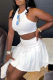 White Casual Solid Patchwork O Neck Sleeveless Two Pieces