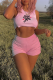 Pink Casual Print Patchwork O Neck Sleeveless Two Pieces