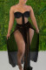 Black Sexy Print Polka Dot Bandage Hollowed Out Patchwork Swimwears