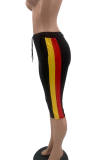Grey Casual Striped Patchwork Skinny High Waist Pencil Solid Color Bottoms