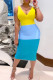 Yellow Fashion Sexy Patchwork Basic V Neck Vest Dress