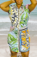 White Casual Print Patchwork Turndown Collar Shirt Dress Dresses