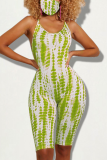 Red Sexy Print Patchwork Spaghetti Strap Skinny Rompers