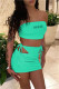 Green Fashion Sexy Print Backless Strap Design Strapless Sleeveless Three-piece Set