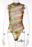 Colour Sexy Print Patchwork See-through Swimwears