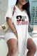 White Casual Print Patchwork High Opening O Neck Short Sleeve Two Pieces