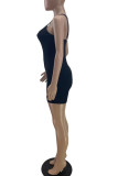 Pink Sexy Solid Patchwork U Neck Skinny Rompers