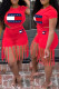 Red Fashion Casual Print Tassel O Neck Short Sleeve Two Pieces