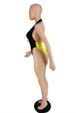 Black Green Fashion Sexy Patchwork Backless Swimwears