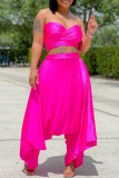 Pink Fashion Sexy Solid Bandage Backless Tops