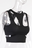 White Sexy Solid Hollowed Out Patchwork O Neck Tops