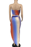 Multi-color Sexy Print Patchwork Asymmetrical Swimwears Three Pieces