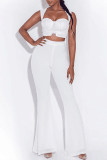 White Sexy Casual Solid Patchwork Square Collar Sleeveless Two Pieces