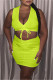 Fluorescent Green Sexy Casual Solid Bandage V Neck Sleeveless Two Pieces