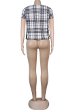 Black White Casual Street Plaid Patchwork Outerwear
