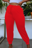 Red Casual Solid Split Joint Plus Size