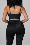White Sexy Solid Tassel Spaghetti Strap Sleeveless Two Pieces