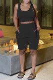 Pink Fashion Casual Solid Vests O Neck Sleeveless Two Pieces