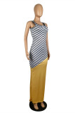 Blue Casual Print Patchwork U Neck Vest Dress