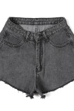 Grey Casual Solid Patchwork Loose High Waist Speaker Solid Color Bottoms