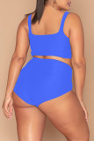 Pink Casual Solid Frenulum Fold Swimwears