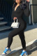 Black Fashion Casual Solid Basic Zipper Collar Skinny Jumpsuits
