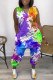 Purple Fashion Casual Print Basic V Neck Sleeveless Regular Jumpsuits